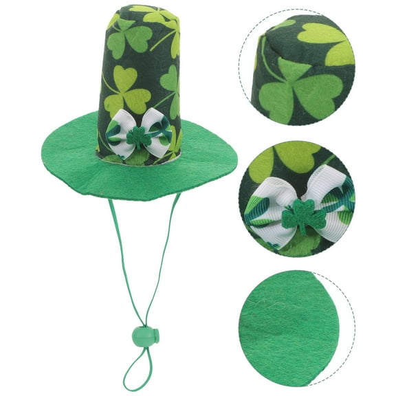 Tineasur St. Patrick's Day Pet Hat with Cute Shamrock Design, Easy to Wear Green Hat for Dogs and Cats Celebration