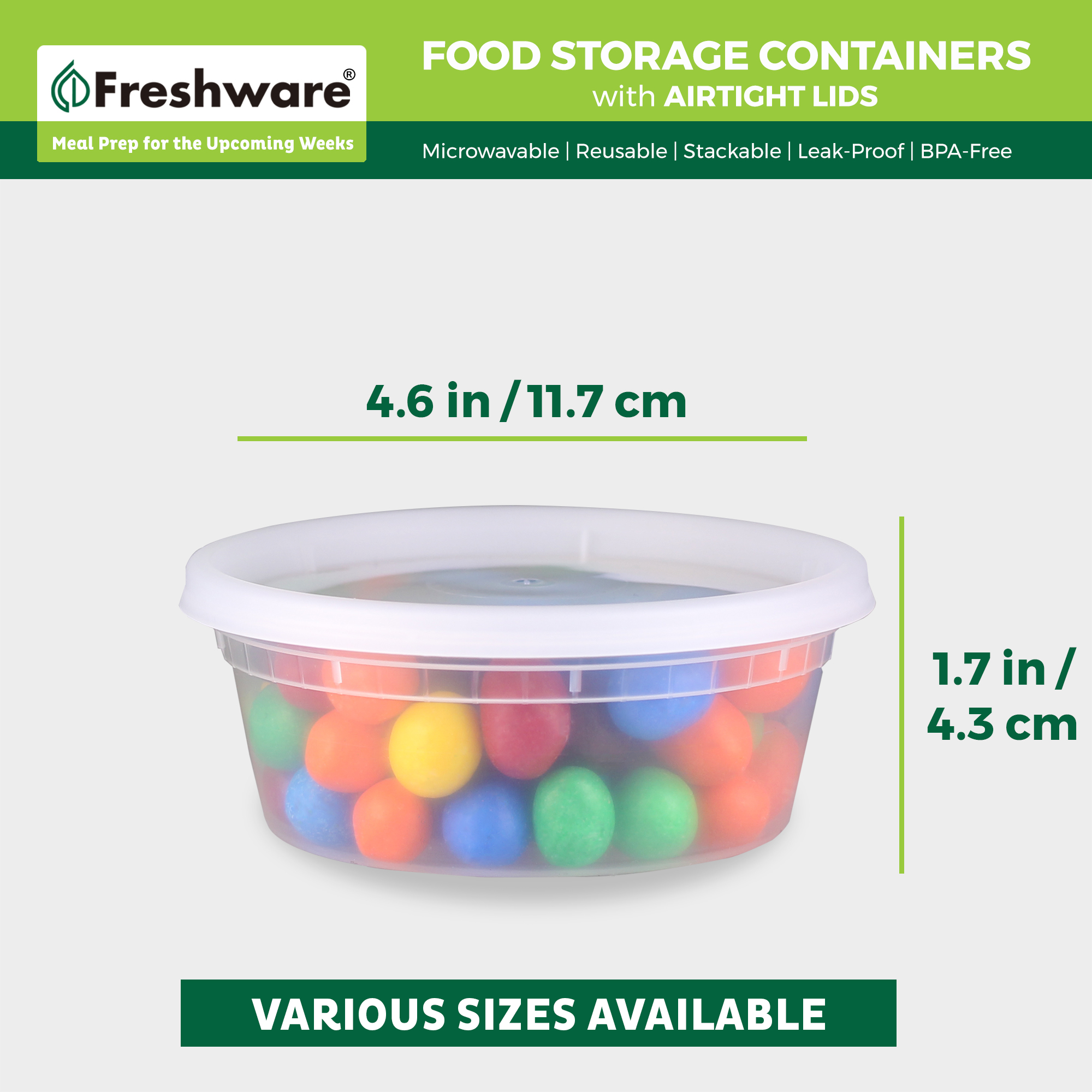 Freshware Plastic Food Storage Containers With Lids, 8 Oz, 50 Count photo 3