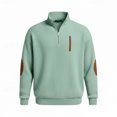 thumbnail image 3 of Men's Hoodless Sweatshirt Heavyweight Pullover Long Sleeve Crewneck Casual Athletic Jogging Workout Top With Front Pocket Streetwear Gym Training Light Green 2XL, 3 of 5