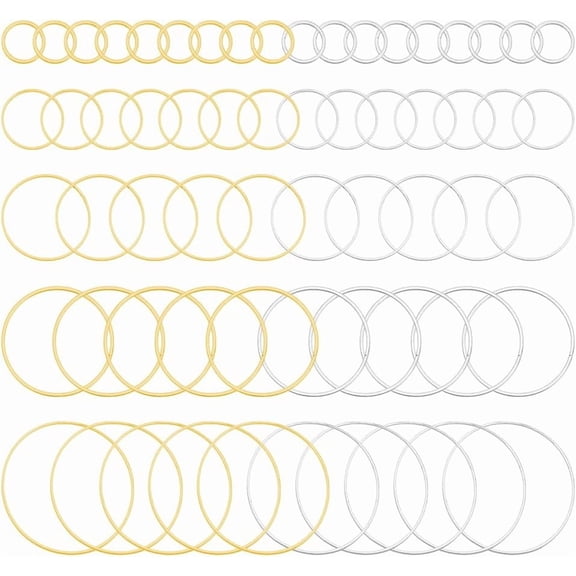 300pcs Open Bezel Charms 5 Sizes Circle Earring Beading Hoop 2 Colors Wire Loop Charms Golden Silver Hoop Linking Frames