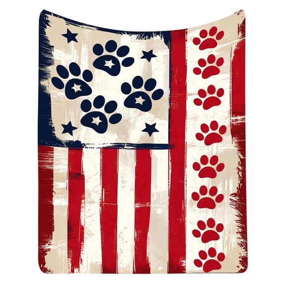 HOARBOEG Independence Day Patriotic Throw Blanket, July 4th American Flag Blanket for Sofa Bed Decor, Soft Fleece Festive Blanket with Red White Blue Design, 27.55*39.37in Holiday Decorative Throw