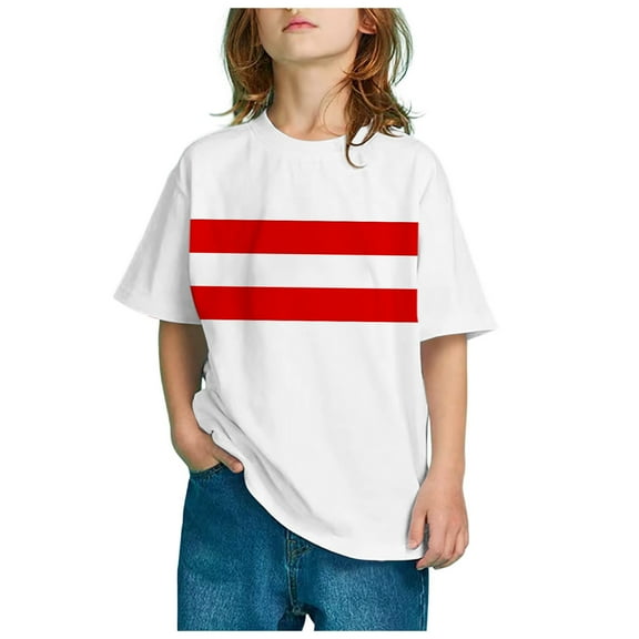 LUOGENLI Boys Shirts Size 12-13 Children Flag of Print Short Sleeve Round Neck T Shirt Fashion Trend Bottoming Shirt Tops Boys Shirts Size 10-12 Boys Shirts Light Gray 12-13 Years