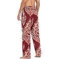thumbnail image 6 of Men's Pajama Pants with Pockets Sleepwear Lounge Pants Stretch Casual Red Damask Floral on Christmas, 6 of 7