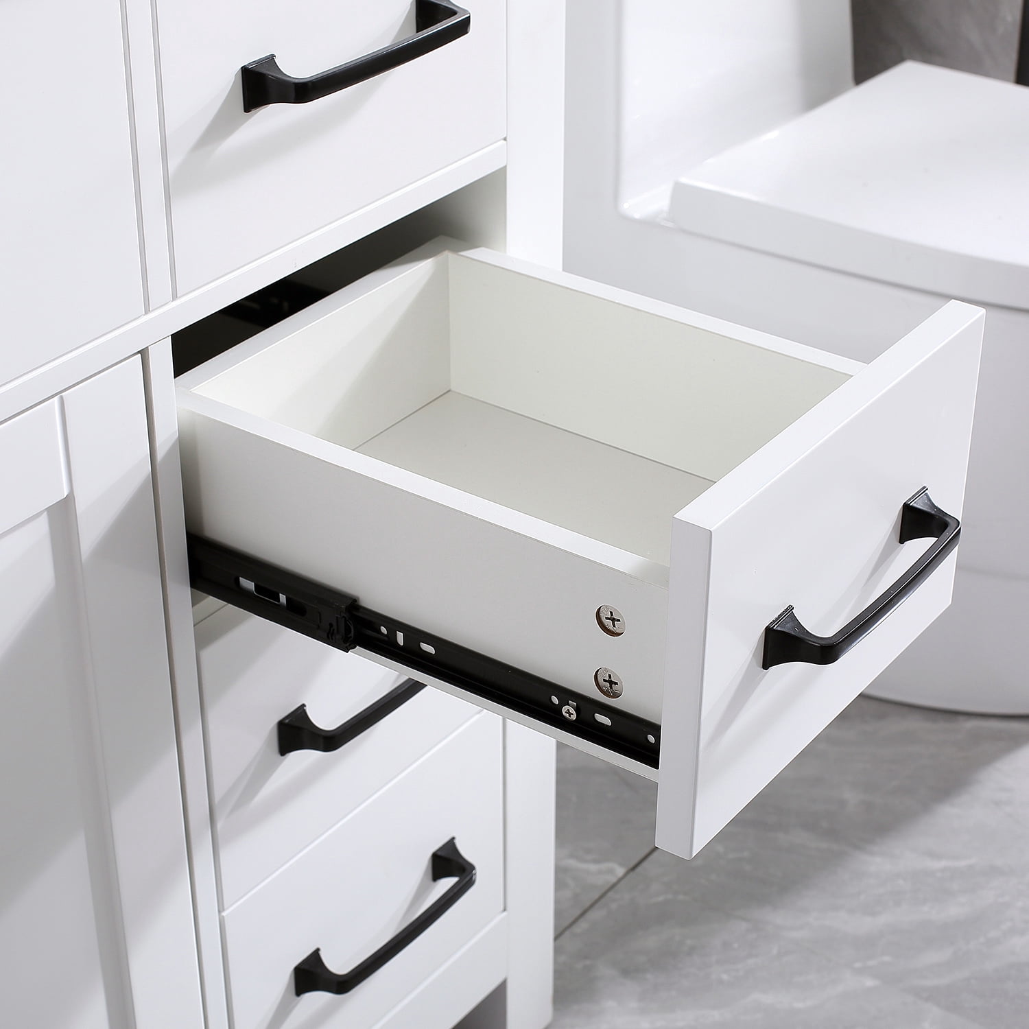 Wonline 36" White Bathroom Vanity Wood Cabinet and Mirror Vanities Set Free Standing Vanity Only