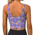 thumbnail image 4 of Picia Pugs and Flowers Sports Bra for Women,Padded Strappy Sports Bras Medium Support Yoga Bra with Removable Cups,Running Yoga Bra-Large, 4 of 9