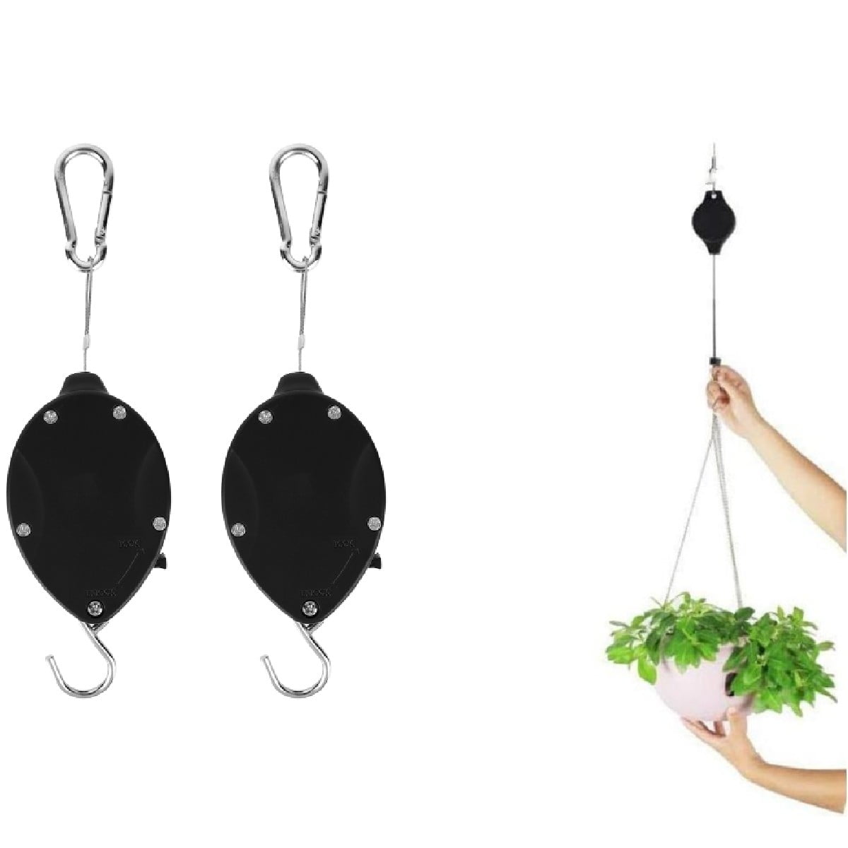 2Pcs Retractable Plant Hanger Bomutovy Plant Pulleys for Hanging Plants