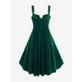 thumbnail image 3 of FAVIPT Womens Gothic Velvet Corset Dress Spaghetti Strap Halloween Midi Dresses Lace Up High Low Costume Plain Vintage Grommets Dress Green,L, 3 of 5