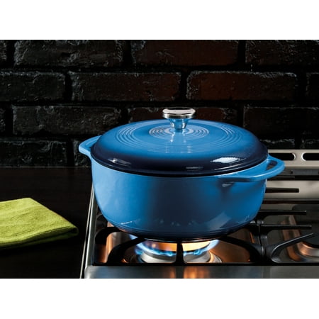 Lodge 6 Quart Midnight Chrome Enameled Cast Iron Dutch Oven With Stainless Steel Knob and Loop Handles