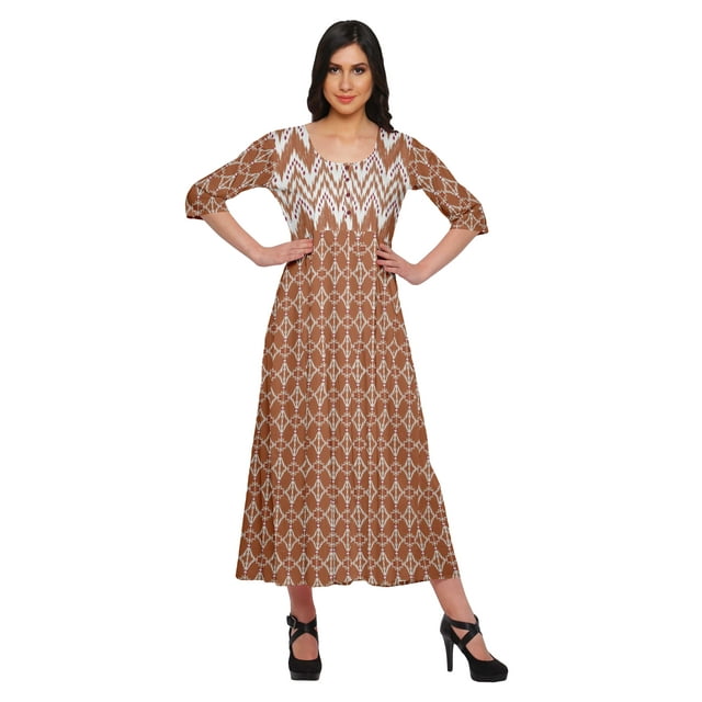 Moomaya Kurti Ligne A pour Femmes Kurti Longue Imprimée Robe Haut Indien pour Femmes