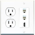 thumbnail image 1 of Ultra Spec Cables 2 Port RJ11-12-Phone 1 HDMI Wall Plate w/Round Power Outlet, 1 of 1