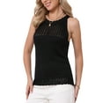 thumbnail image 4 of INSPIRE CHIC Crochet Knit Tank Tops for Women's Summer Casual High Neck Cami Sleeveless Sweater Vest Top XL Black, 4 of 6