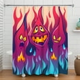 thumbnail image 1 of Whimsical Halloween Shower Curtain with Cartoon Ghosts & Colorful Flames Fun Bathroom Decor, 1 of 4