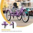 thumbnail image 6 of Dextrus 7-Speed 26-Inch Tricycle, 3-Wheel Adult Cruiser Bike, Low Step-Through Design with Front and Rear Baskets, Large Adjustable Seat with Backrest for Seniors, Women, and Men (Purple), 6 of 6