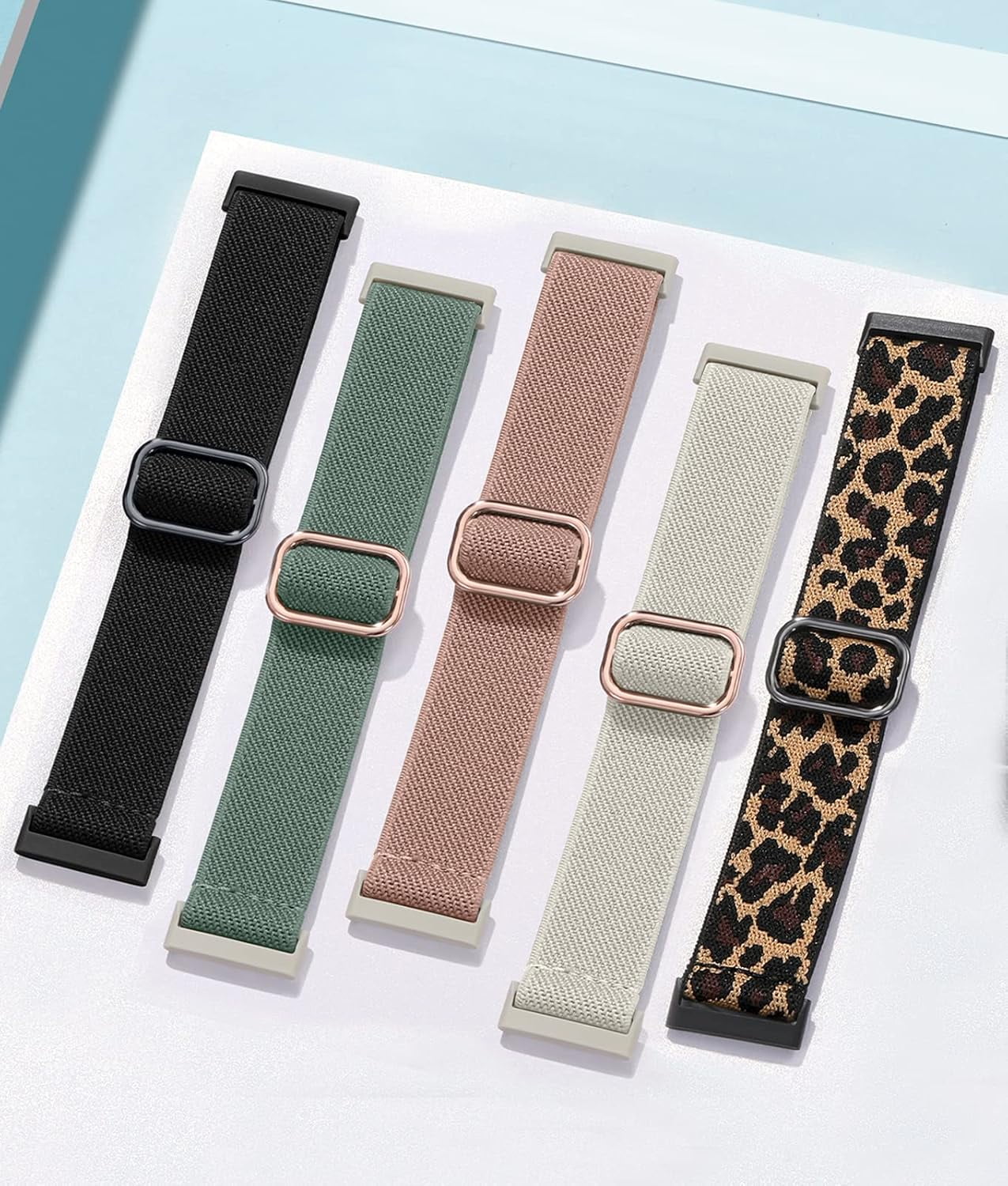 REQO 10 Pack for Fitbit Versa 3 Bands/Fitbit Versa 4 Band/Fitbit Sense Bands for Men Women, Adjustable Stretchy Solo Loop Elastic Nylon Sport Strap for SmartWatch Replacement