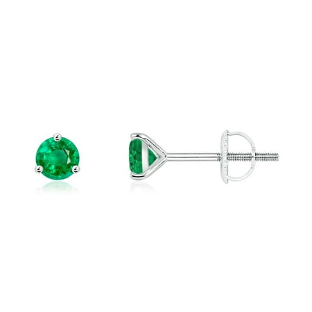 May Birthstone Earrings Martini Set Round Emerald Stud In May Birthstone Earrings Martini Set Round Emerald Stud In 950 Platinum 4mm