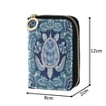 thumbnail image 4 of PU Leather Zipper Card Case Credit Card Holder Small Wallets Dark Teal Turtle Pattern, 4 of 7