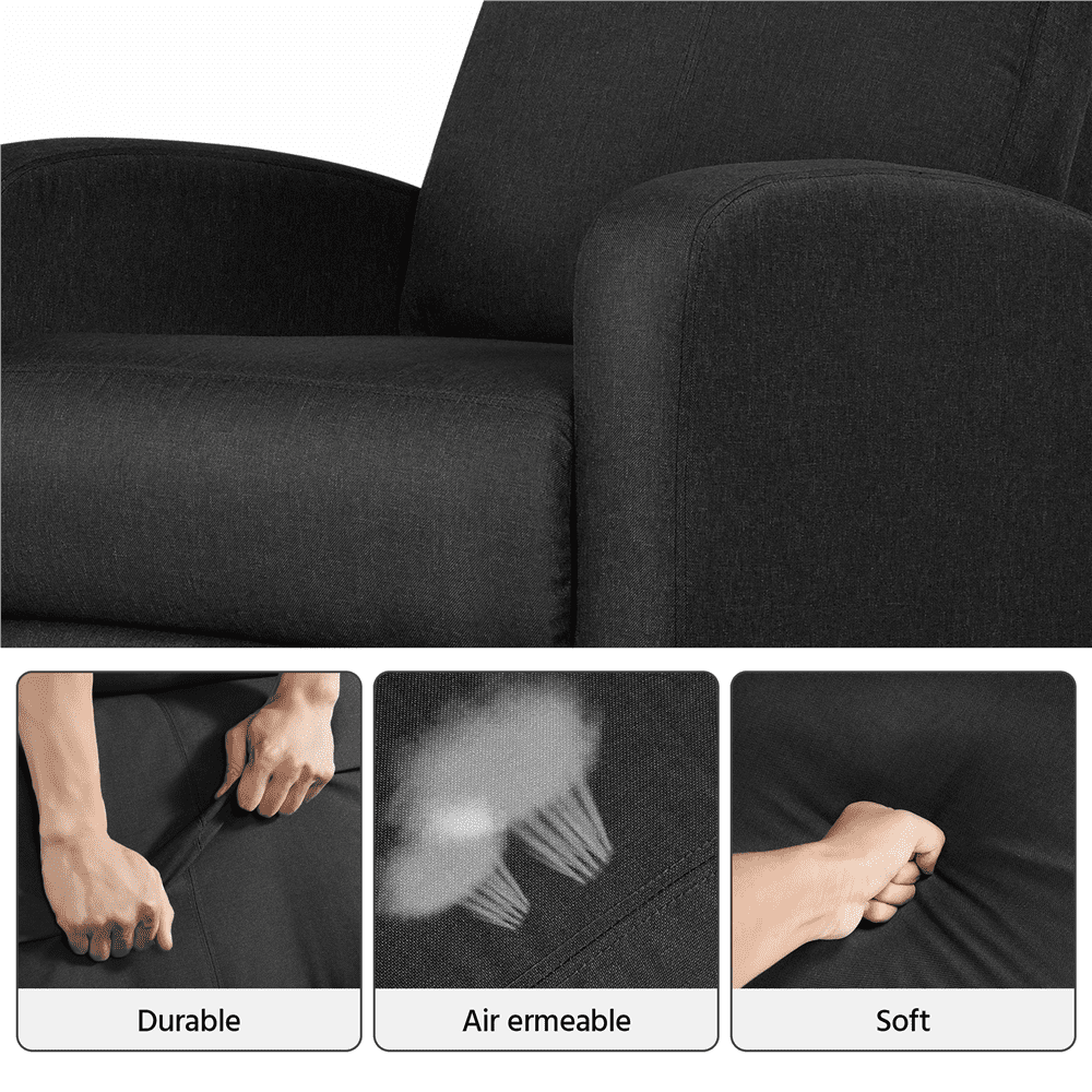 Alden Design Modern Adjustable Fabric Recliner with Footrest, Set of 2, Black