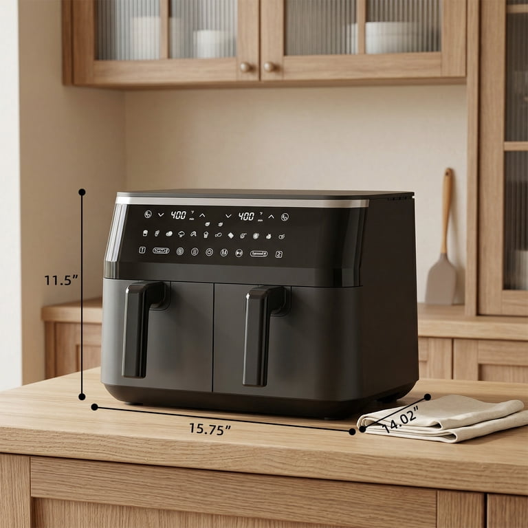 NICWIN 10QT Dual Basket Air Fryer with LED photo 4