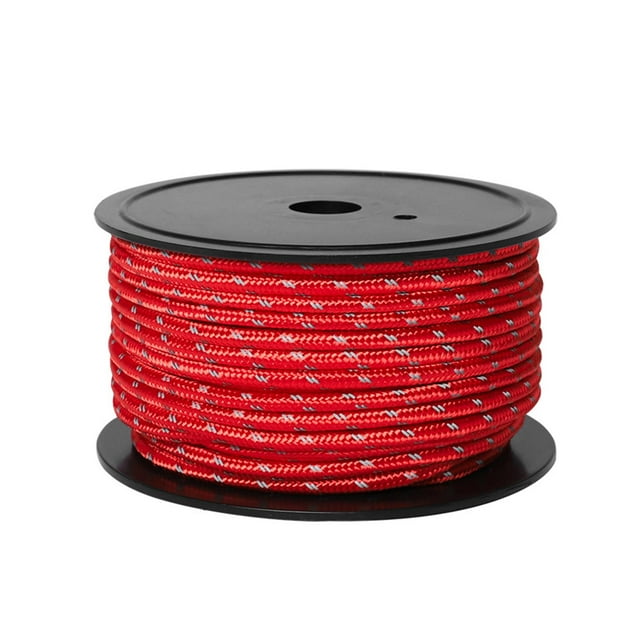 Corde de Tente Réfléchissante 30M 6mm, Multifonction Lumineuse dans le Noir pour Randonnée Rouge