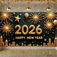 thumbnail image 5 of Gold Theme 2026 Banner Fireworks Design Happy New Year Banner Star Pattern Balloon New Year Banner for New Year Party New Year Eve Celebration Holiday Decoration, 5 of 9