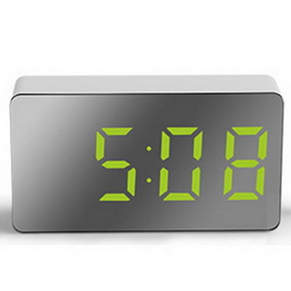LED Mirror Clock Electronic Alarm Clock with Time/Calendar/Temperature Alarm 