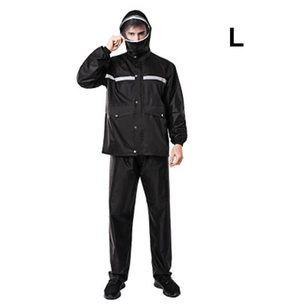 Chaqueta de lluvia impermeable para motocicleta para hombre, ropa de lluvia de cobertura completa de ciclismo de doble capa gruesa, negro, L sidaley HA6115-02B