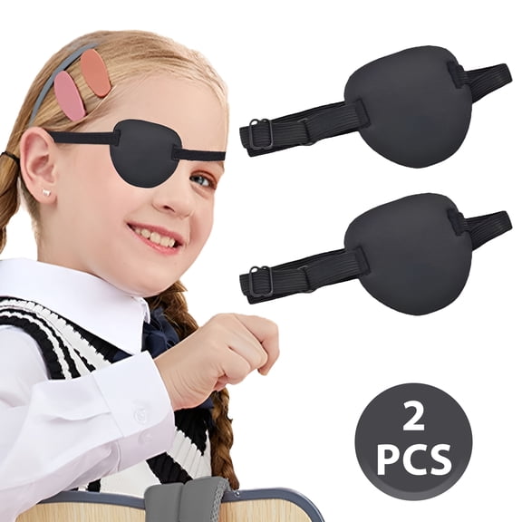 3D Eye Patch Set of 2, Contoured Eye Occlusion Masks with Adjustable Elastic Straps for Left or Right Eye
