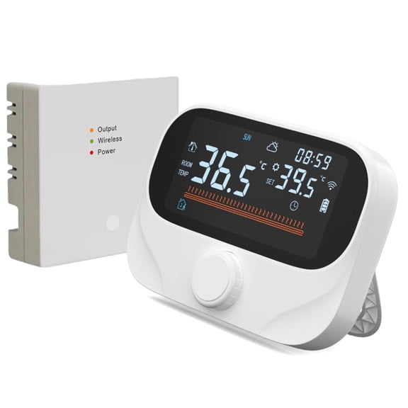 YAHHU Smart WiFi RF433 Boiler Thermostat 980ft Wireless, Touch Screen, Voice & App Control, Dual Power, Weather Report
