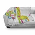 thumbnail image 3 of Birthday Soft Flannel Fleece Throw Blanket, Children Kindergarten Style Party Green Color Giraffe with Dots Artwork Print, Cozy Plush for Indoor and Outdoor Use, 50" x 70", Multicolor, by Ambesonne, 3 of 6