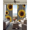 thumbnail image 6 of Yellow Sunflower Kitchen Curtains Black Beige Striped Retro Pastoral Cafe Short Curtains for Bathroom Blackout Window Curtain Grommet Small Window Treatment Drapes for Bedroom Living Room 52"x45"x2, 6 of 9