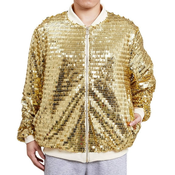 Men's Sequin Jacket High End Baseball Style Outerwear For Fashionable Casual Wear