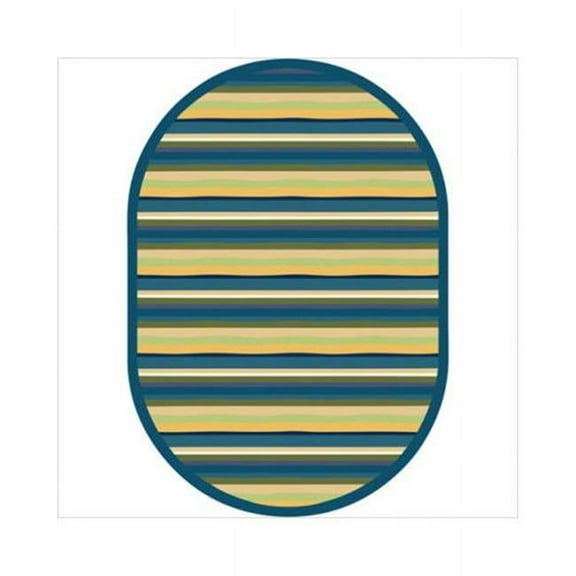 Yipes Stripes Bold 5 ft.4 in. x 7 ft.8 in. Oval  WearOn Nylon Machine Tufted- Cut Pile Just for Kids Rug