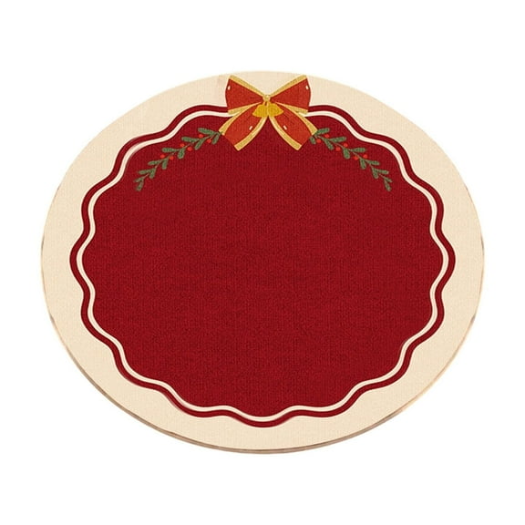 LanSuare 24Inch Christmas Tree Skirt, Bow Red Xmas Tree Skirt, Xmas Soft Cover Mat Decor for Holiday Ornaments, Party Indoor Decorations