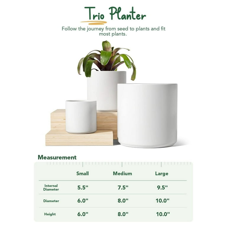 LE TAUCI Large Plant Pots Set, 10/8/6 Inch Ceramic Planters for