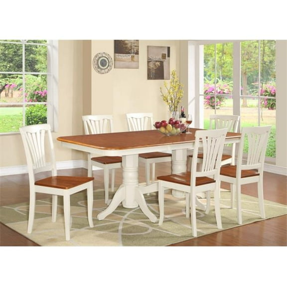 East West Furniture Napoleon 9-piece Wood Dining Room Set in Buttermilk/Cherry
