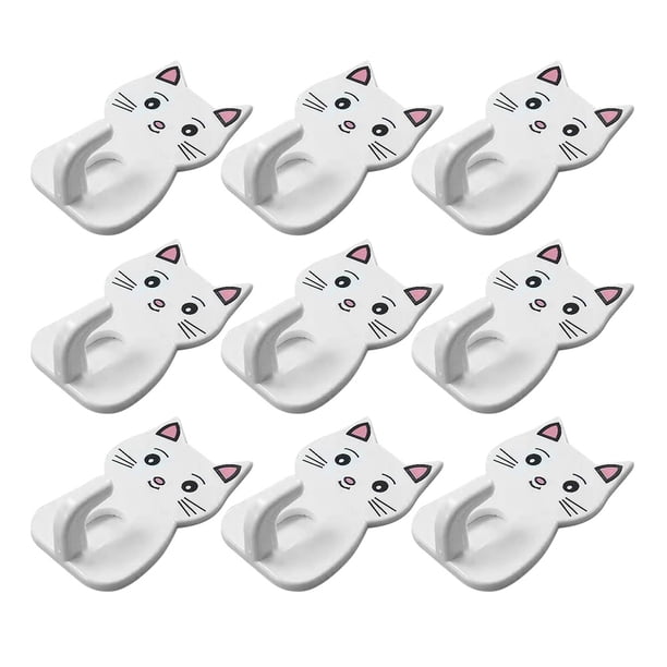 GOOHOCHY 9 ganchos de pared con forma de gato, creativos, para baño, decorativos, para toallas.
