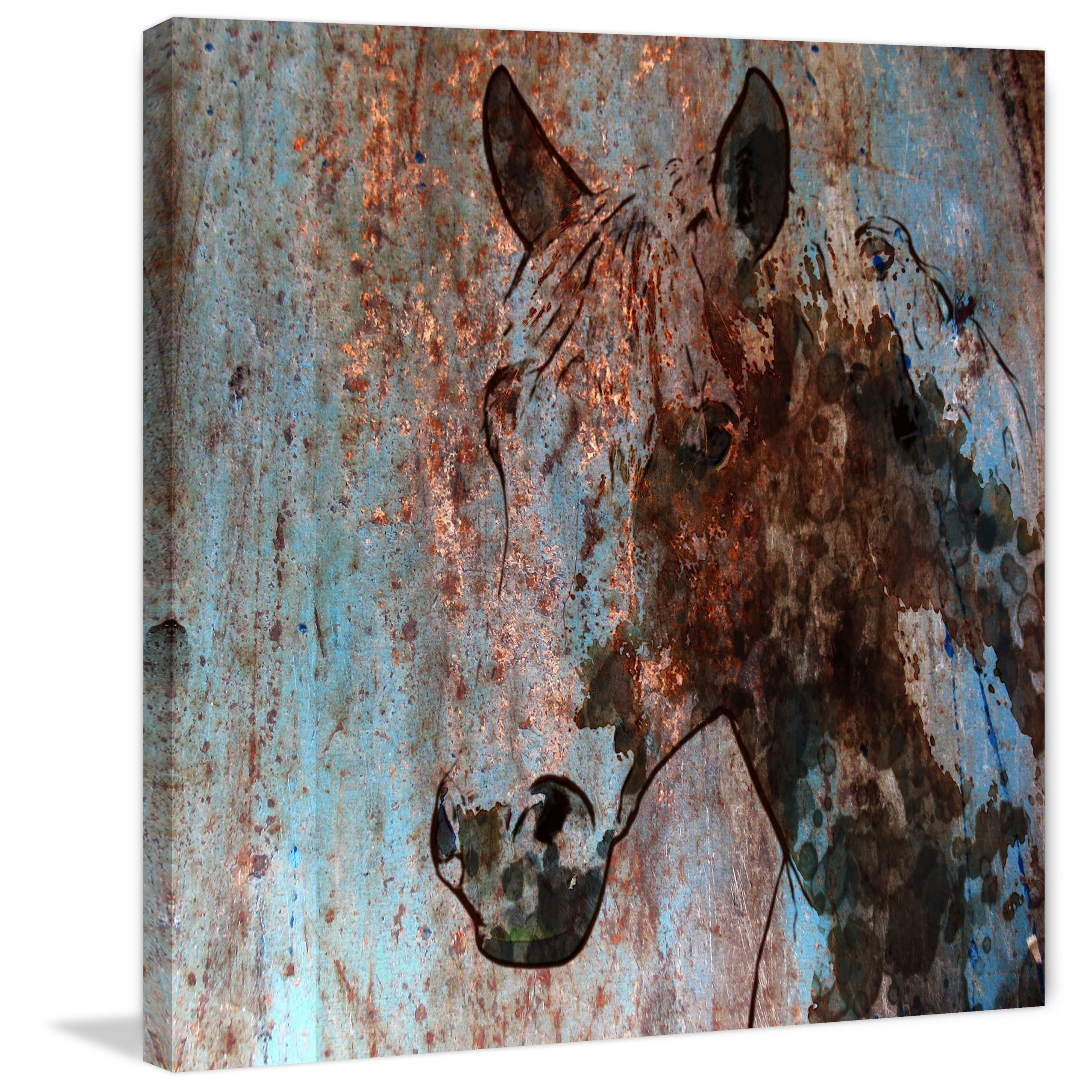 Marmont Hill "Rustic Horse II" by Irena Orlov Painting Print on Wrapped Canvas