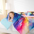thumbnail image 3 of Castle Fairy Black Cute Girl Twin Comforter Sets 2pcs,Dreamy Rainbow Print Bedding Set,Blue Purple Pink,1 Comforter and 1 Pillowcase, 3 of 6