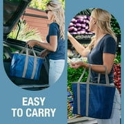 CleverMade Foldable Reusable Shopping Bag, 30L Collapsible EcoBasket Tote, Shadow Gray/Midnight Black