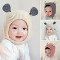 thumbnail image 1 of Fvsianol Baby Hat Knitted Baby Hat Baby Winter Hat Cartoon Ear Decor Ear Protection Knitted Elastic Color Matching Thick Warm Unisex Lightweight Soft Photo Prop, 1 of 7