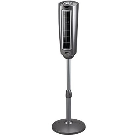lasko 2535 52 space-saving pedestal tower fan with remote control - features built-in timer and wide spread oscillation