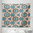 thumbnail image 1 of Asymmetrical Tapestry, Abstract Geometric Themed Pattern of Quirky Flowers and Spots, Fabric Wall Hanging Decor for Bedroom Living Room Dorm, 5 Sizes, Slate Blue and Multicolor, by Ambesonne, 1 of 1