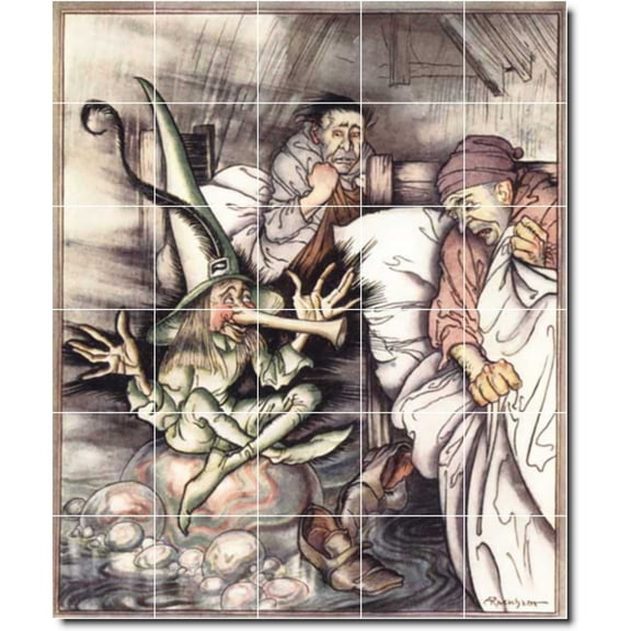 Ceramic Tile Mural-Arthur Rackham Illustration Painting 21. 21.25" w x 25.5" h using (30) 4.25 x 4.25 ceramic tiles