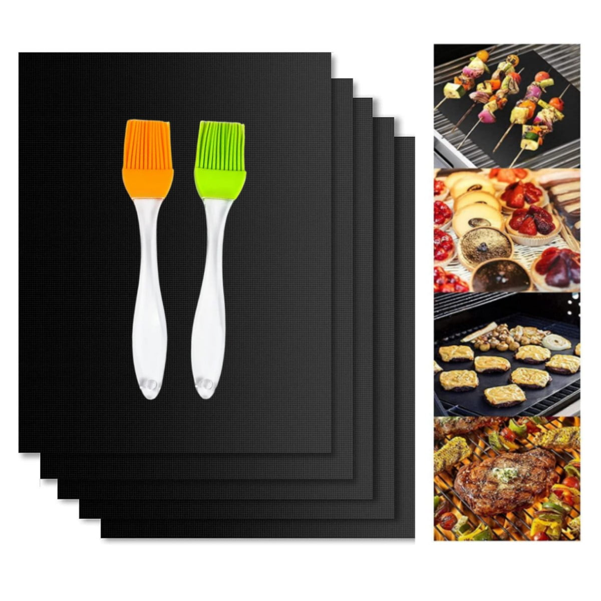 Grill Mats for Outdoor Grill Set of 5 Nonstick BBQ Grill Mat and 2 Pcs