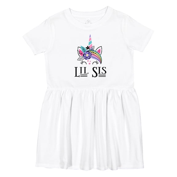 Inktastic Little Sister Unicorn Lil Sis Girls Toddler Dress