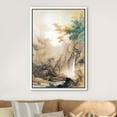 thumbnail image 3 of IDEA4WALL Framed Canvas Wall Art Forest Waterfall Antique Landscape Illustrations Retro Art Pastel Nature Wilderness Vintage Print Relax/Calm for Living Room, Bedroom, Office - White 16"x24", 3 of 5
