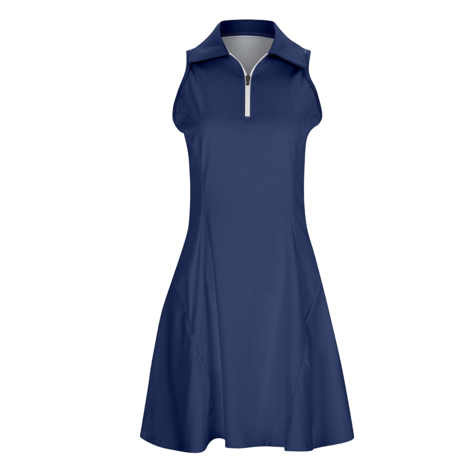 Daznico Women's Sleeveless Golf Tennis Dress Half Zip Polo Neck Built-in Shorts Pocketed Athletic Active Dress,3XL