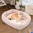 thumbnail image 6 of Nebwoak Orthopedic Pet Bed Washable, Pink Floral Bolster Dog Cat Bed for Small Medium Dogs & Cats, Machine Washable Soft Plush, 19.7x15.8 Inch, 6 of 6