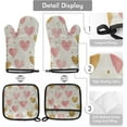 thumbnail image 3 of Valentine''s Day Oven Mitts and Pot Holders Set of 2, Pink Heart Valentine Heat Resistant Oven Mitts Kitchen Oven Glove for Cooking, Baking, 3 of 6