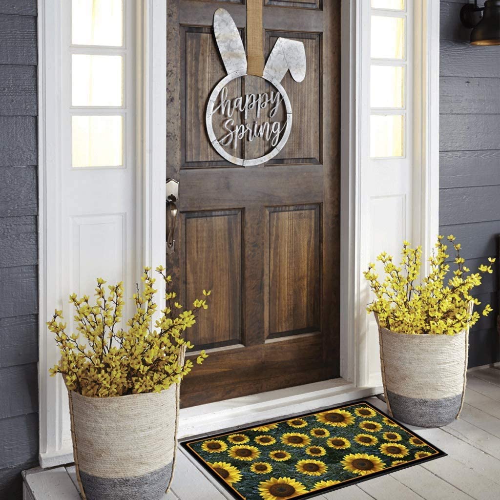 Morning View Doormat Outdoor Entrance Front Door Mats Indoor Welcome Mats Outdoor Entryway Doormat Sunflower Mat Rubber Door Mats Decorative Mat Door Mat Indoor Entrance 29×17 Inch(Sunflower Sea)